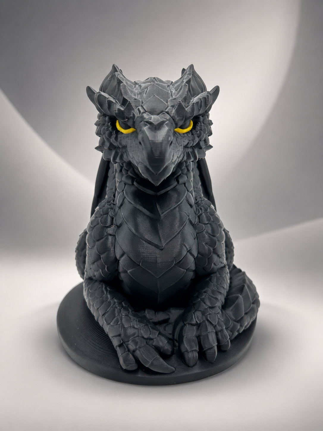 Obsidian Guardian Dragon Statue