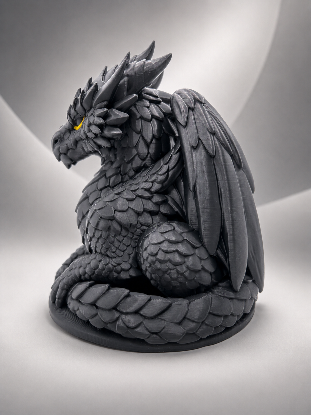 Obsidian Guardian Dragon Statue