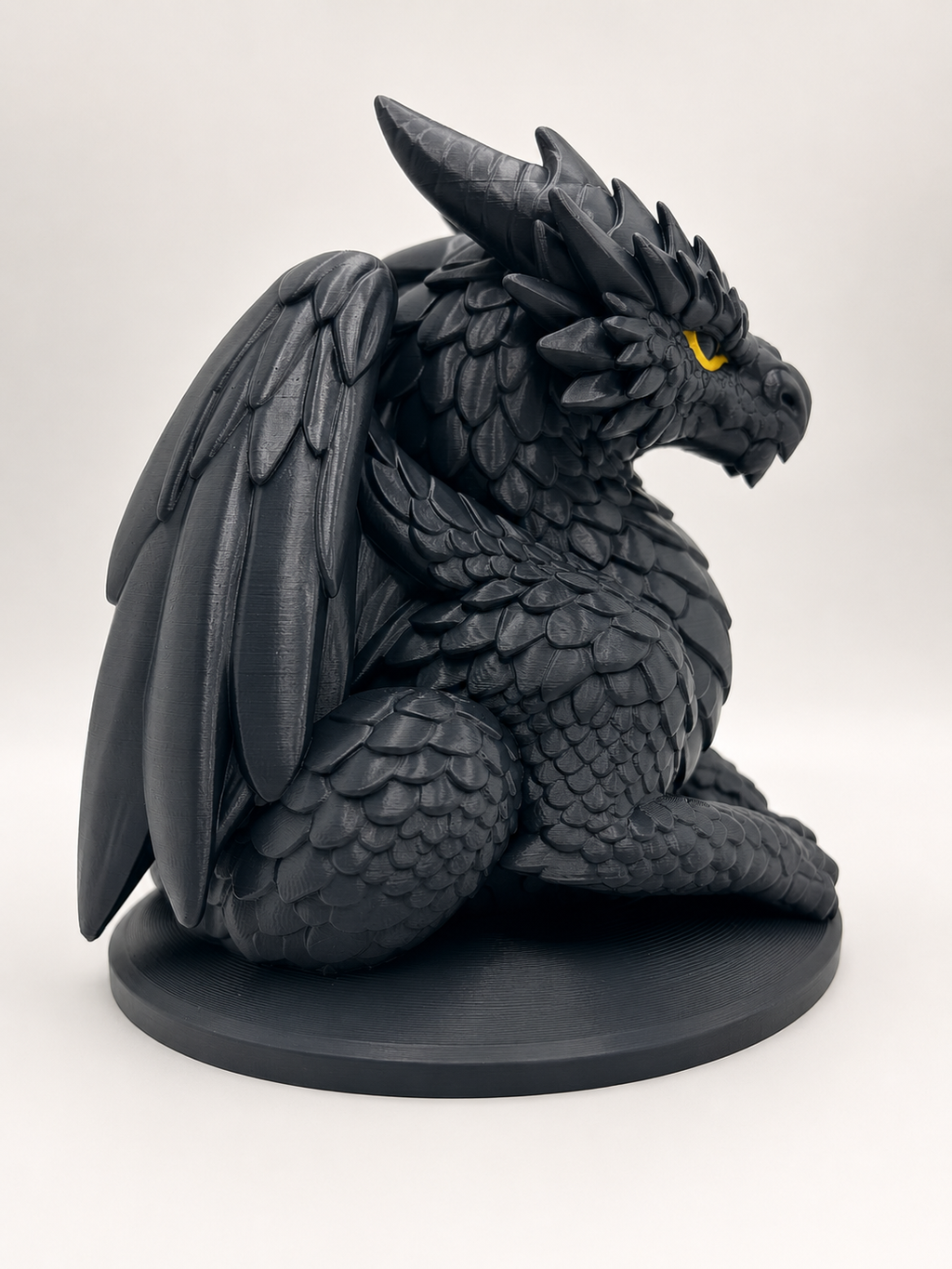 Obsidian Guardian Dragon Statue