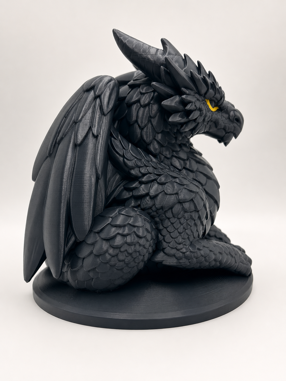 Obsidian Guardian Dragon Statue