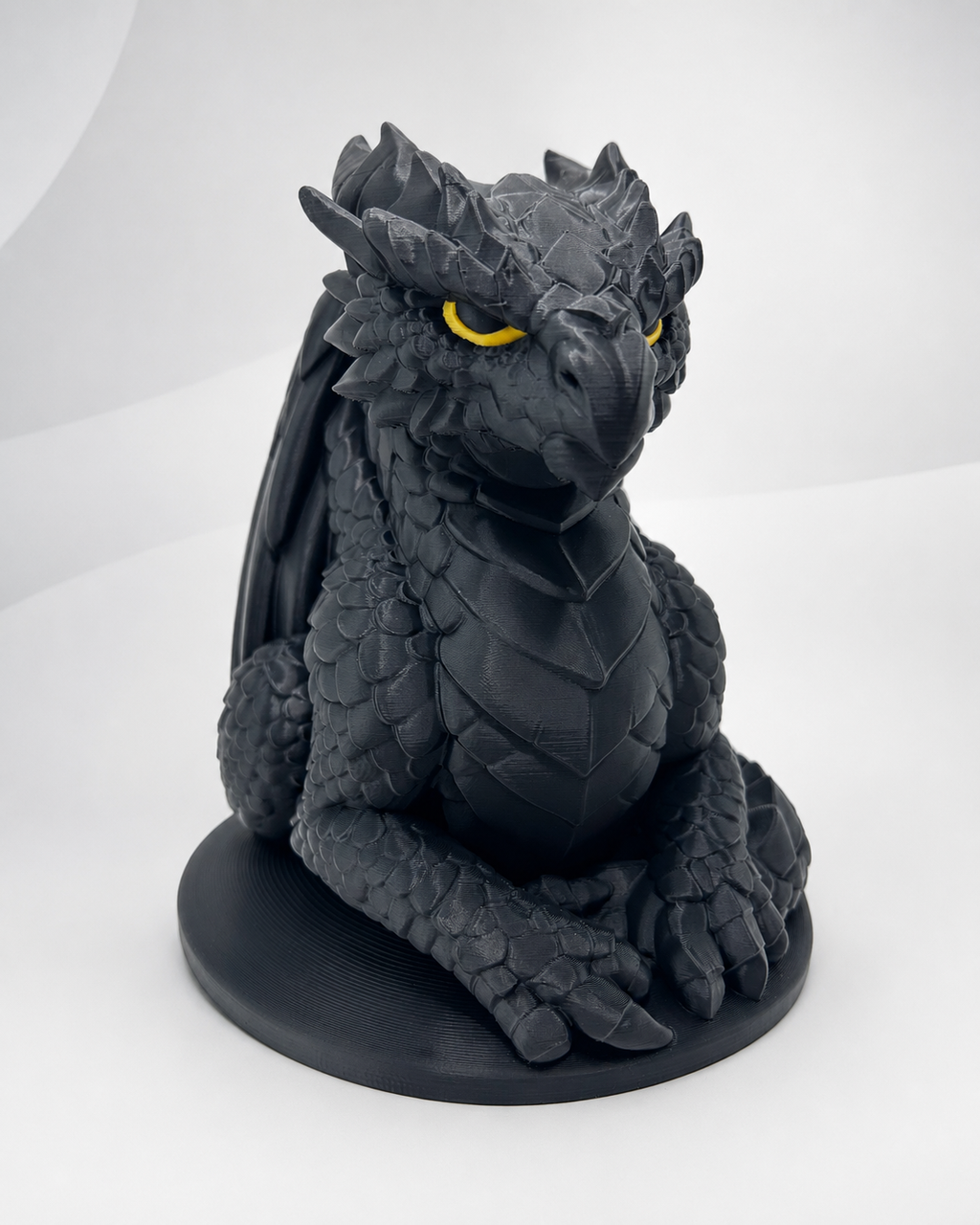 Obsidian Guardian Dragon Statue