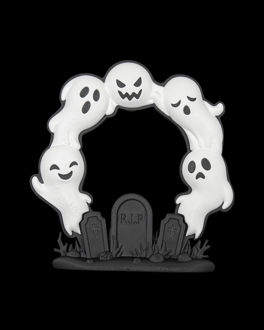 Ghost Arch Wreath – 3D Printed Halloween Ghost & Graveyard Decor