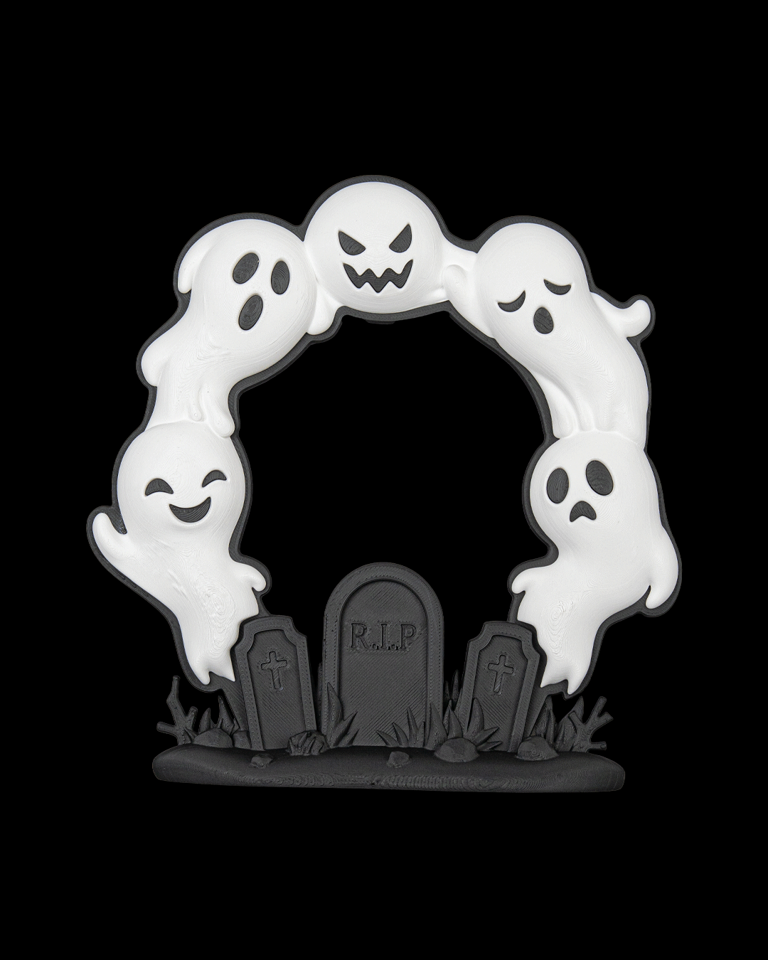 Ghost Arch Wreath – 3D Printed Halloween Ghost & Graveyard Decor