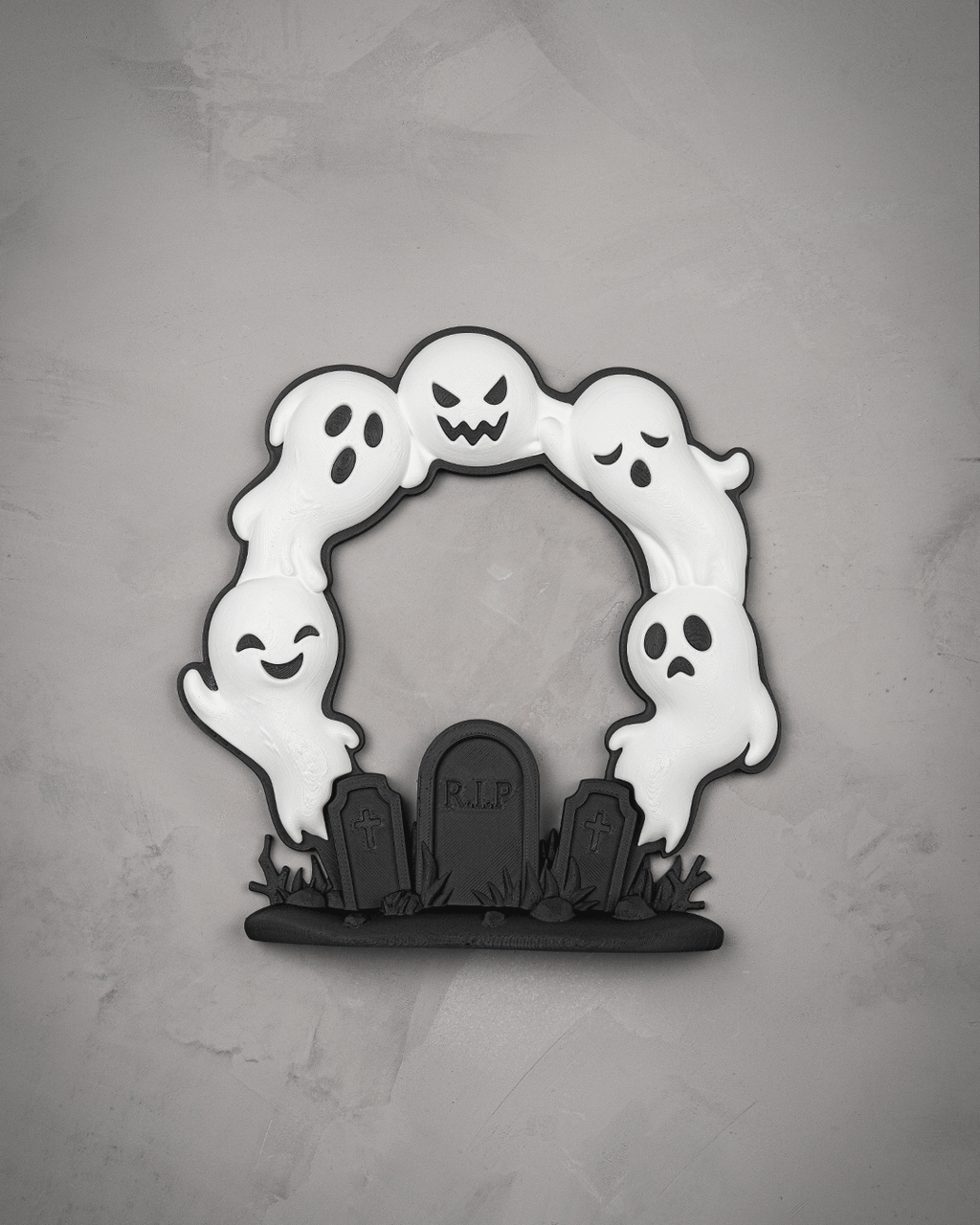 Ghost Arch Wreath – 3D Printed Halloween Ghost & Graveyard Decor