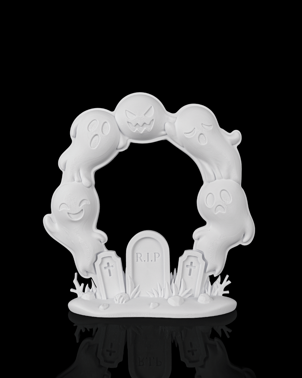 Ghost Arch Wreath – 3D Printed Halloween Ghost & Graveyard Decor