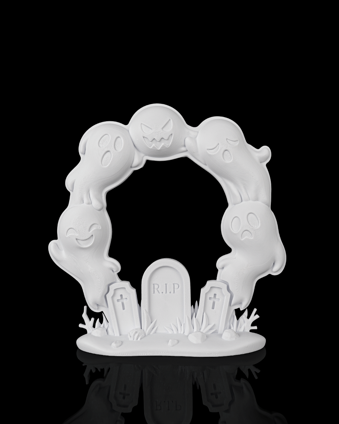 Ghost Arch Wreath – 3D Printed Halloween Ghost & Graveyard Decor
