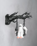 Ghost on a Swing Wall Decor – 3D Printed Hanging Halloween Ghost