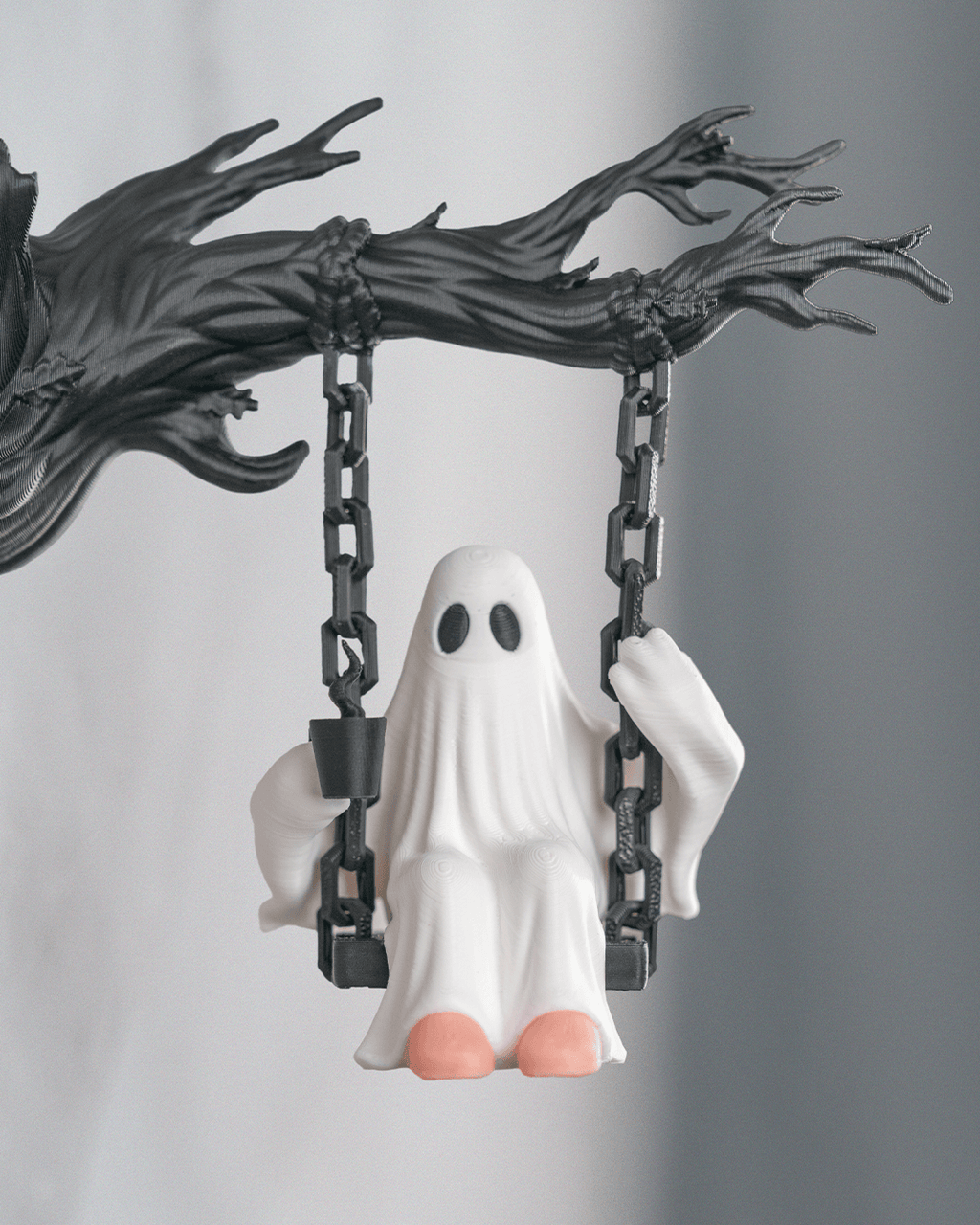 Ghost on a Swing Wall Decor – 3D Printed Hanging Halloween Ghost