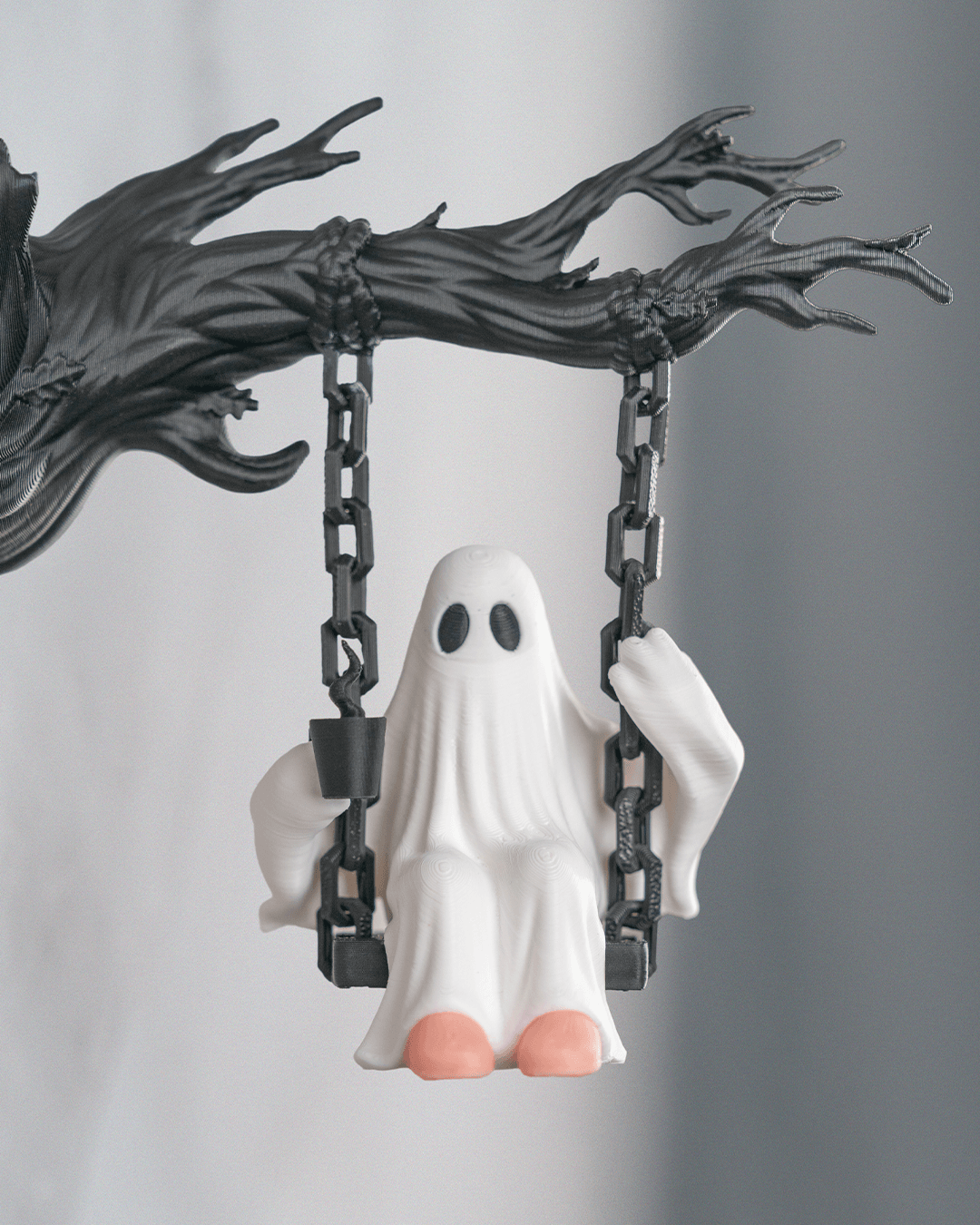 Ghost on a Swing Wall Decor – 3D Printed Hanging Halloween Ghost
