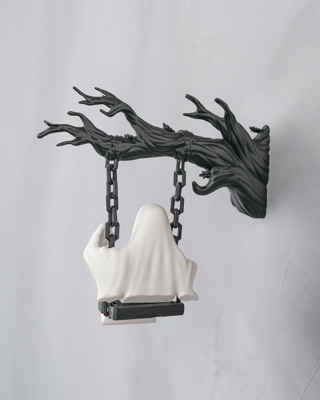 Ghost on a Swing Wall Decor – 3D Printed Hanging Halloween Ghost