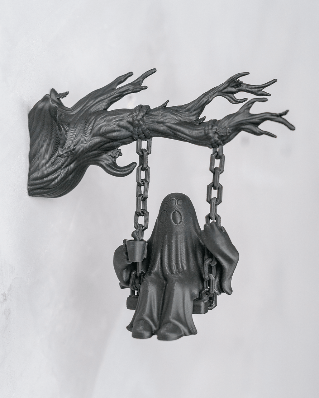 Ghost on a Swing Wall Decor – 3D Printed Hanging Halloween Ghost
