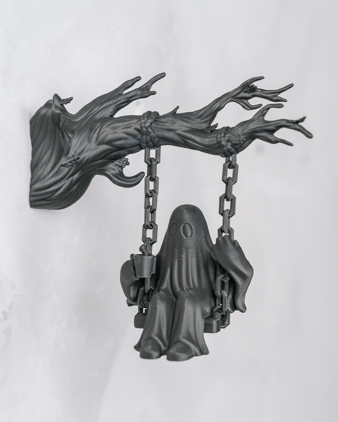 Ghost on a Swing Wall Decor – 3D Printed Hanging Halloween Ghost