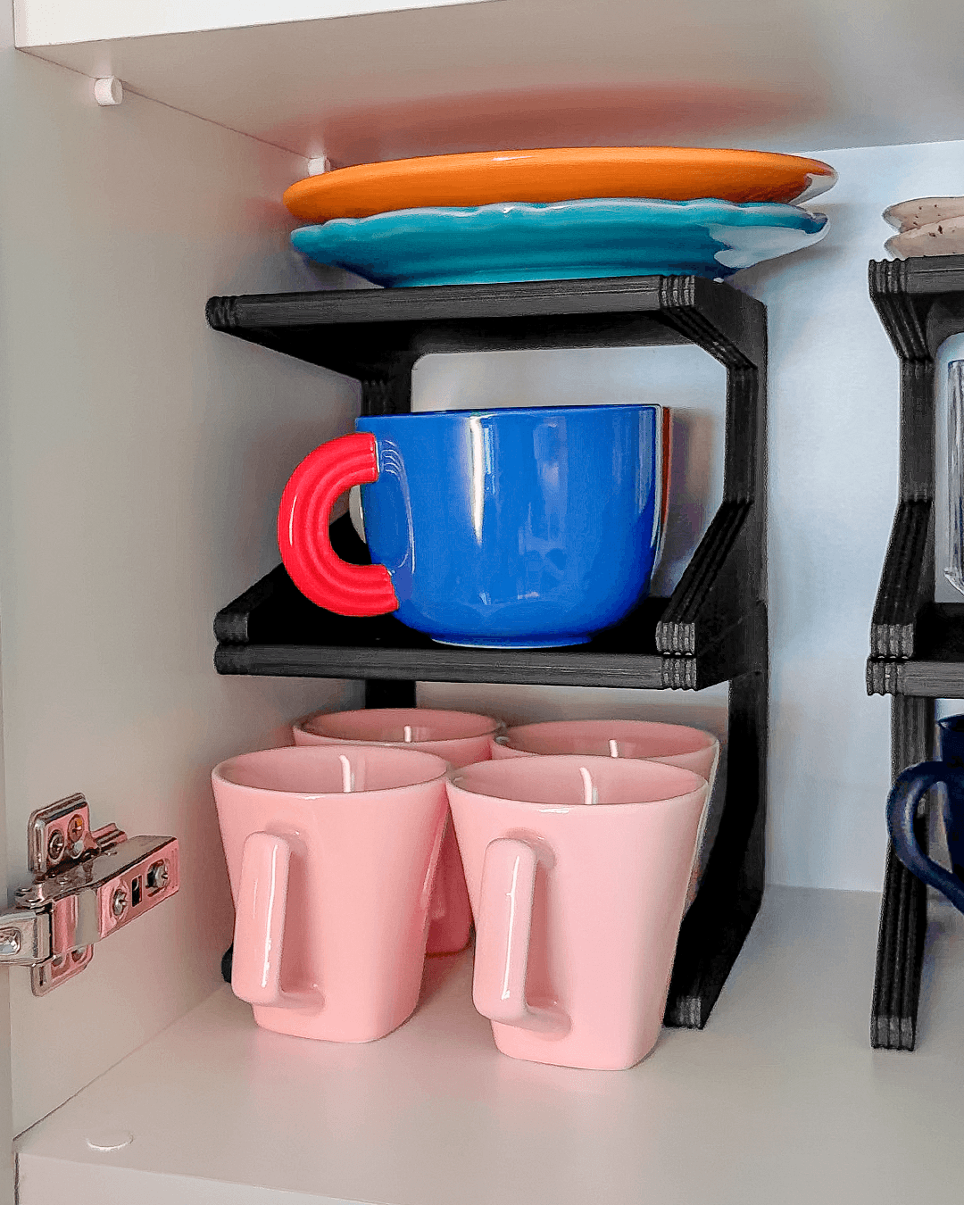 3D Printed Shelf Riser – Cabinet & Pantry Organizer for Mugs, Cups, Plates & More