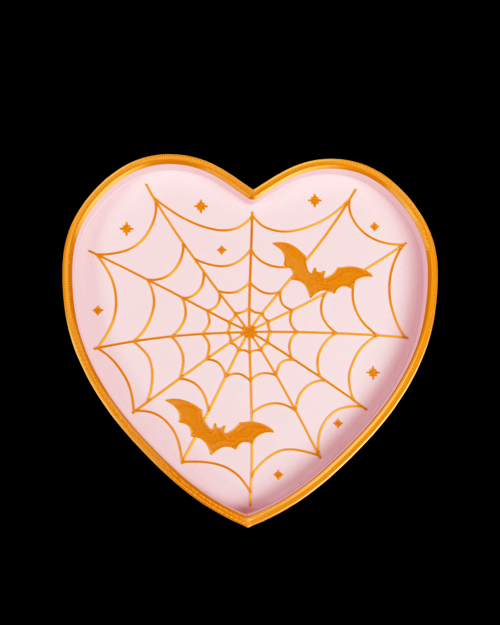 Spiderweb Heart Candy Dish – 3D Printed Halloween Bat & Web Decor