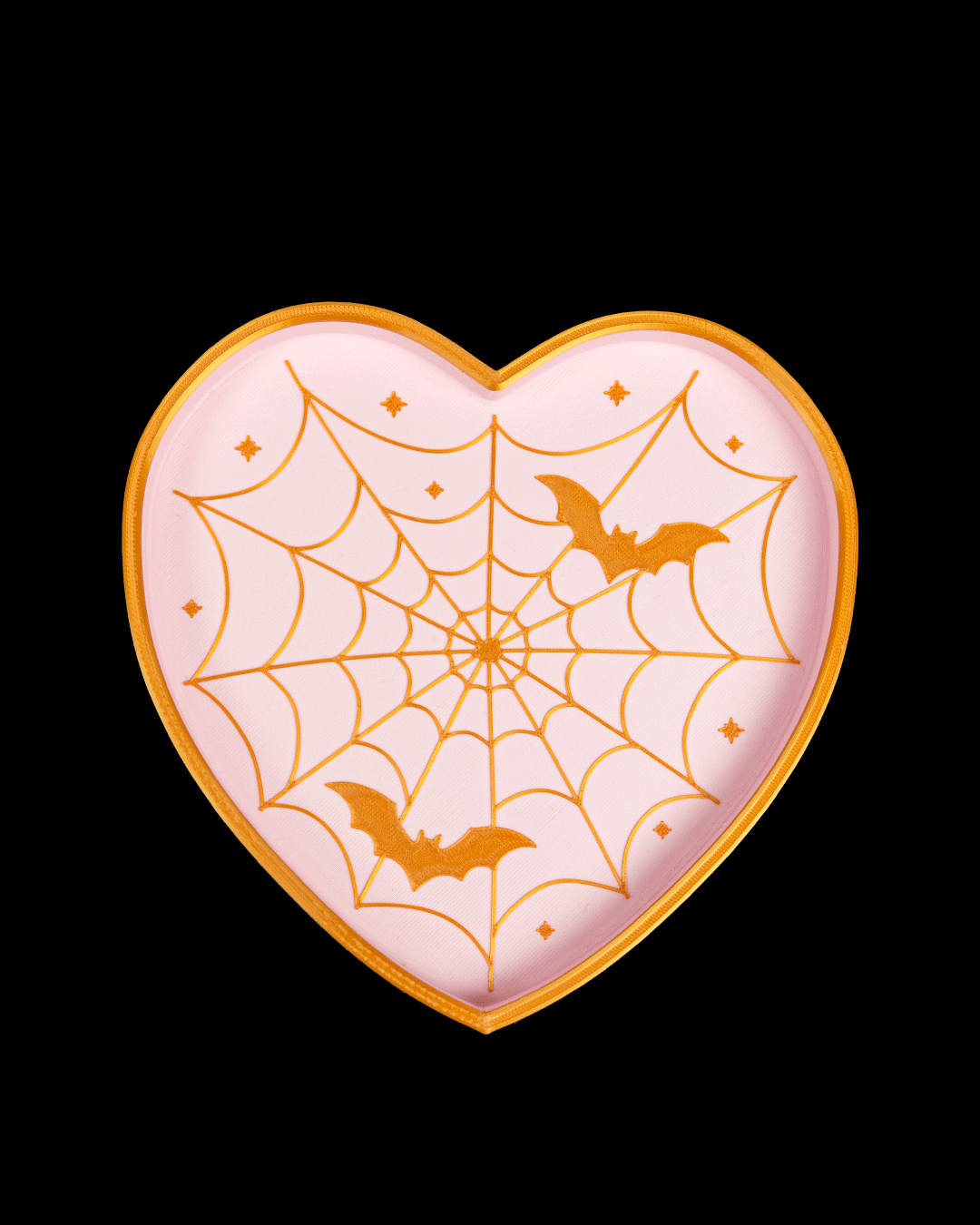 Spiderweb Heart Candy Dish – 3D Printed Halloween Bat & Web Decor