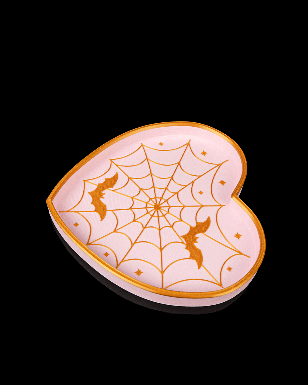 Spiderweb Heart Candy Dish – 3D Printed Halloween Bat & Web Decor