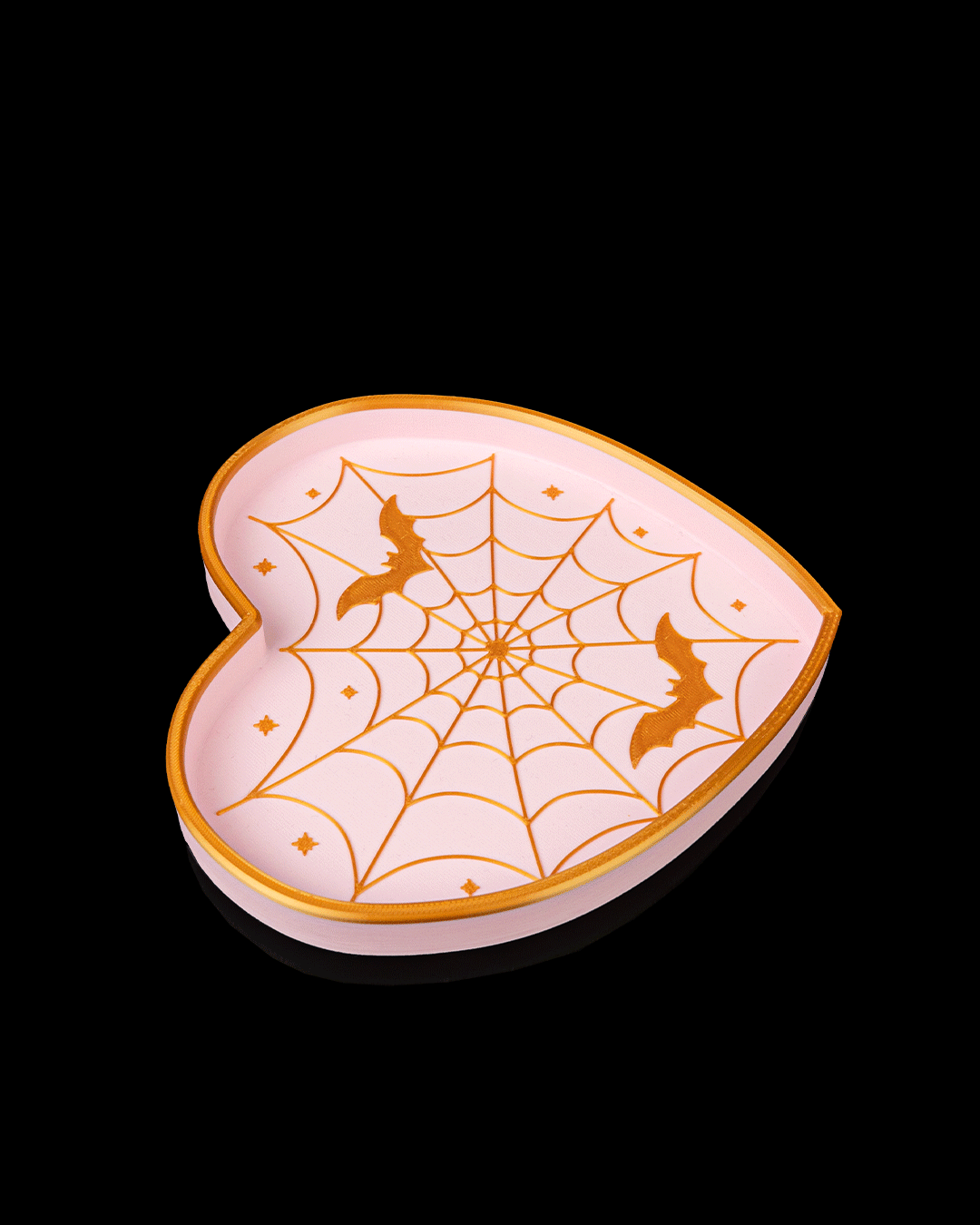 Spiderweb Heart Candy Dish – 3D Printed Halloween Bat & Web Decor