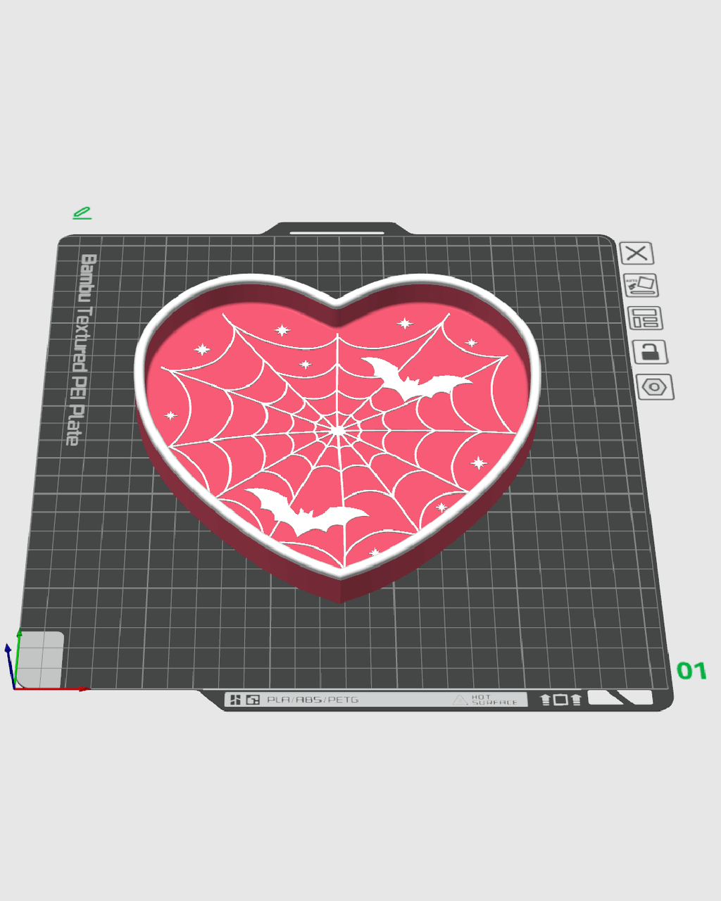 Spiderweb Heart Candy Dish – 3D Printed Halloween Bat & Web Decor